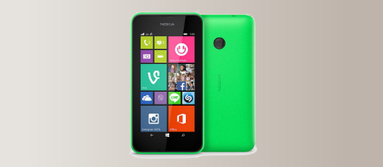 The Nokia Lumia 530 in green