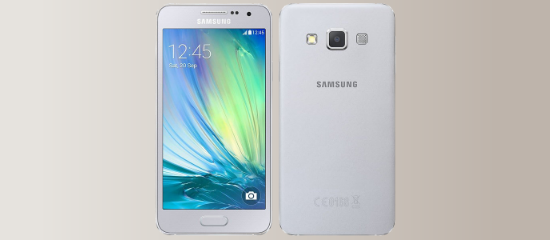 The Samsung Galaxy A3 in white